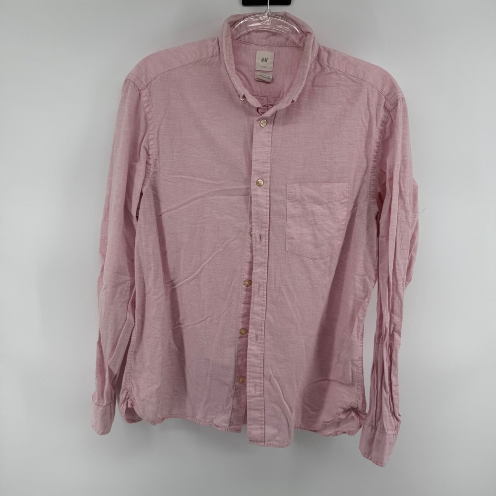 H&M LOGG Mens Pink Regular Fit Button Down Shirt Size‎ Medium